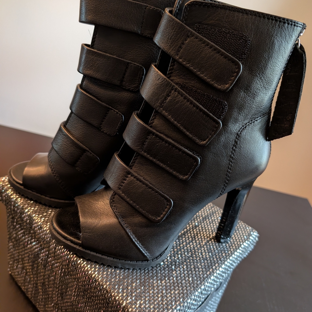 DKNY Women's Sexy Black Peep Toe Booties - Picture 2 of 8